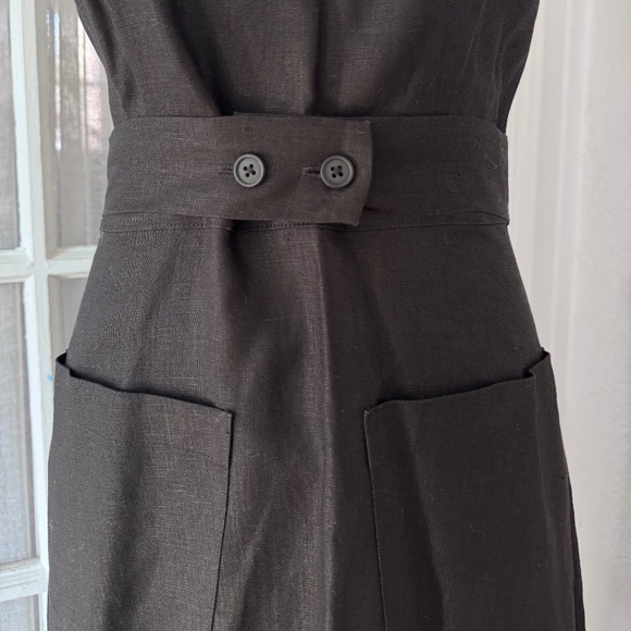 Behida Dolic Black Linen A-line Halter Midi Dress - Size Small - Picture 9 of 11